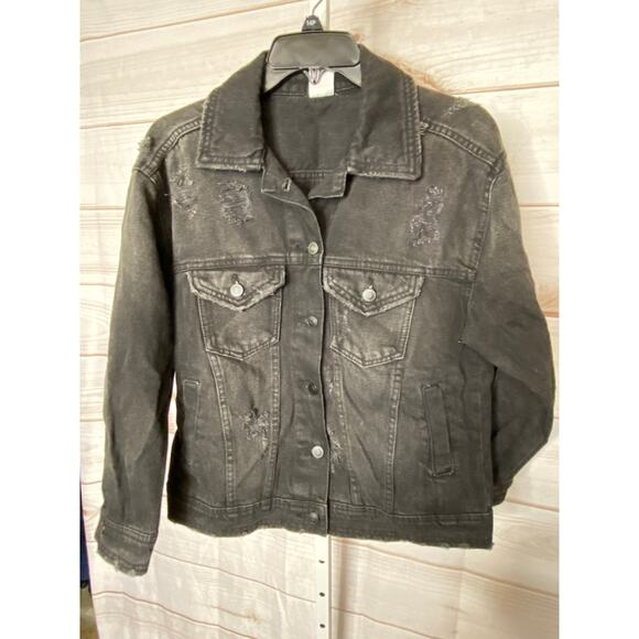 Vintage Jackets & Blazers - Vintage No Brand Women's Black Distressed Moto Jacket Coat 4 Pockets 2XL